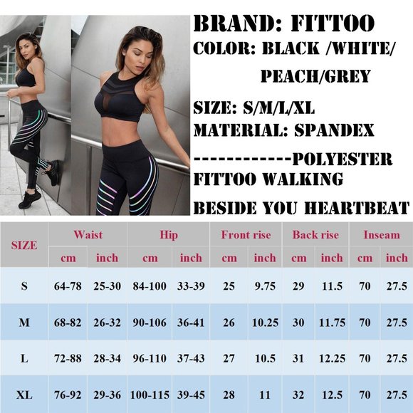 New Without Tags FITTOO Reflective Workout Leggings/High Waisted Yoga Pants - Picture 11 of 11